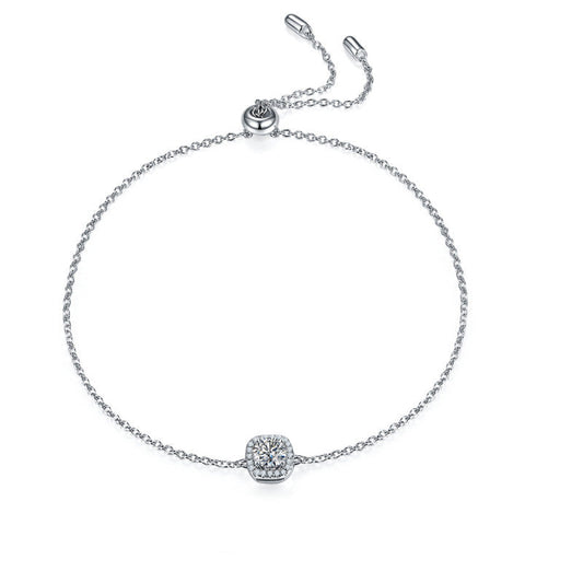 925 Sterling Silver Round Cut CZ Diamond Halo Bracelet