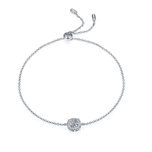 925 Sterling Silver Halo Round Cut CZ Diamond Bracelet