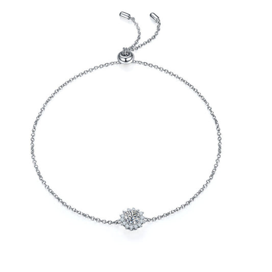 925 Sterling Silver Halo Round Cut CZ Diamond Bracelet