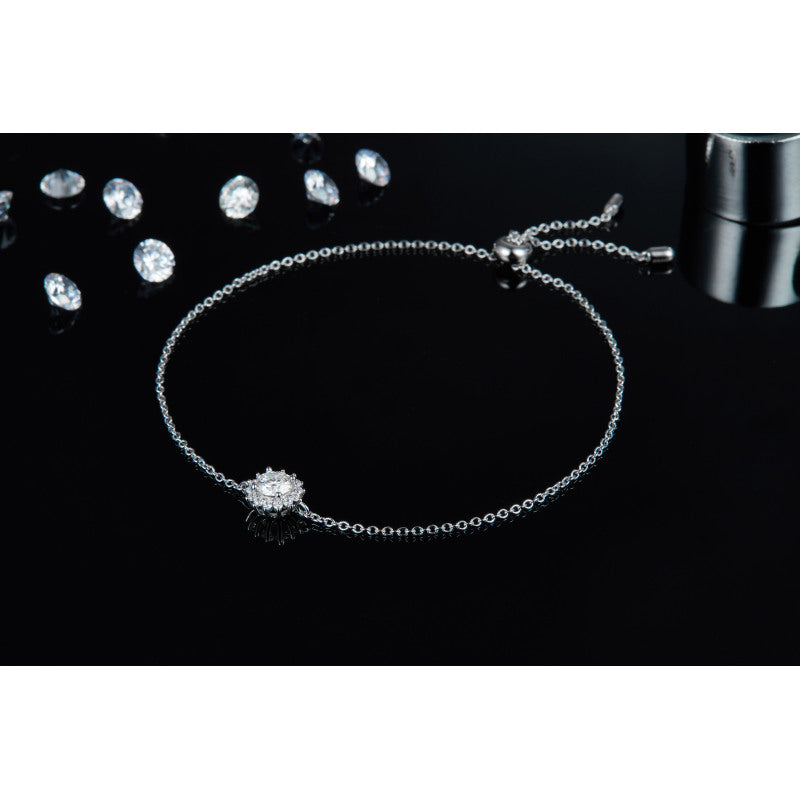 925 Sterling Silver Halo Round Cut CZ Diamond Bracelet