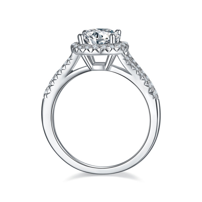 925 Sterling Silver Halo Round Cut CZ Ring