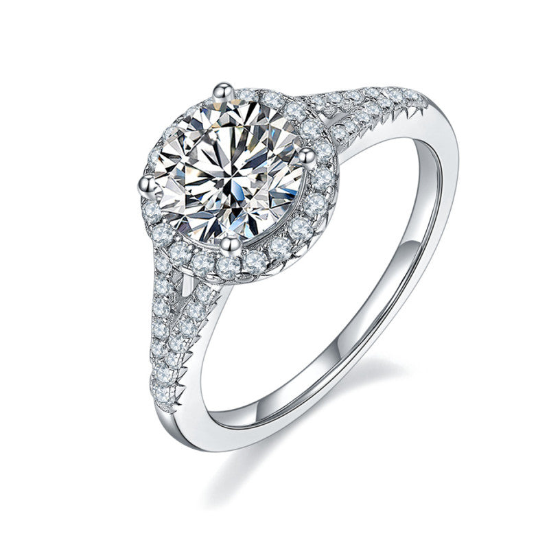 925 Sterling Silver Halo Round Cut CZ Ring