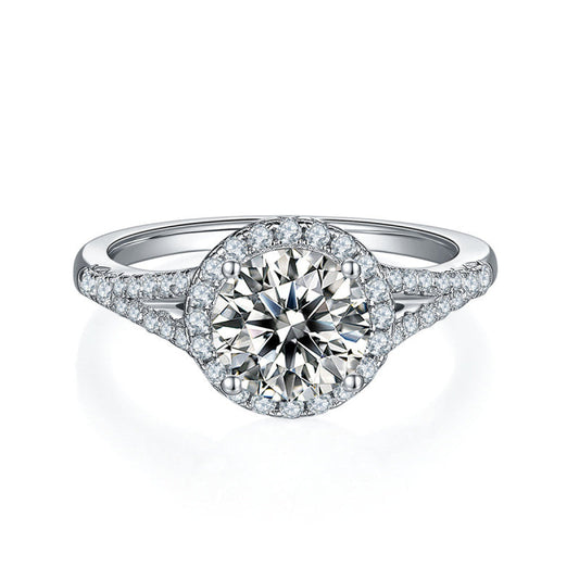 925 Sterling Silver Halo Round Cut CZ Ring