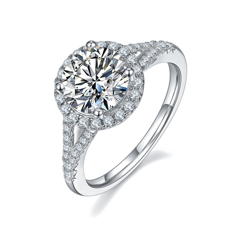 925 Sterling Silver Halo Round Cut Cz Ring