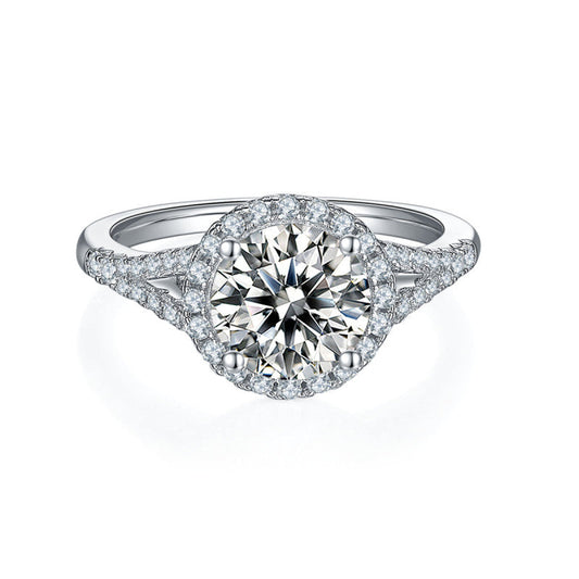 925 Sterling Silver Halo Round Cut Cz Ring