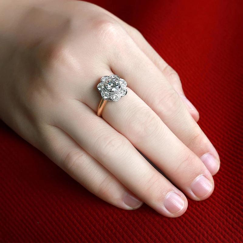 925 Sterling Silver Round Cut Halo CZ Ring