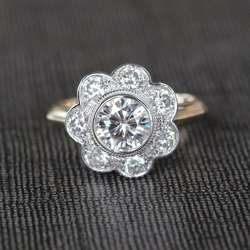 925 Sterling Silver Round Cut Halo CZ Ring