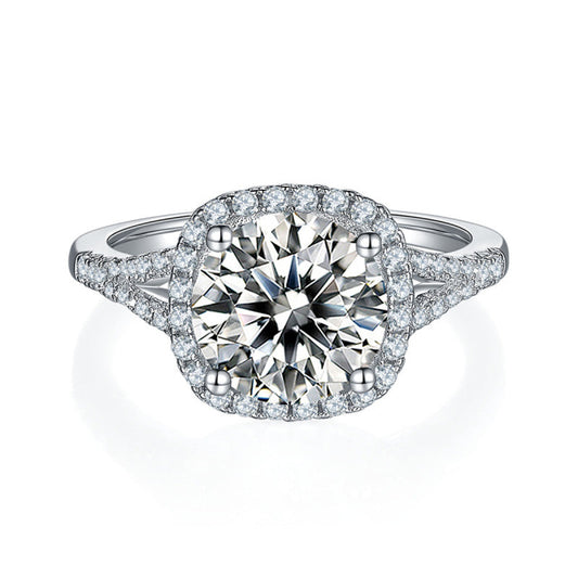 925 Sterling Silver Halo Round Cut CZ Ring