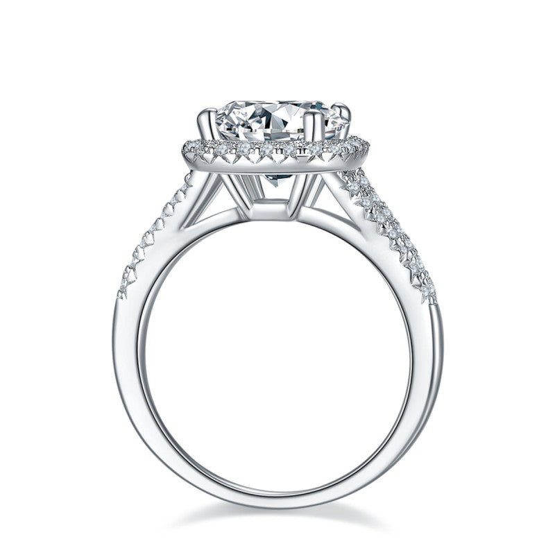 925 Sterling Silver Halo Round Cut CZ Ring