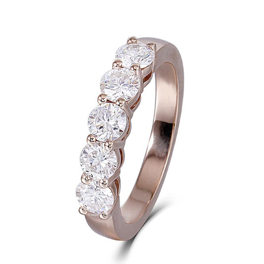 925 Sterling Silver Round Cut CZ 5-Stone Wedding Band