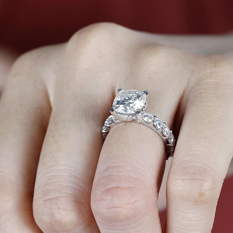 925 Sterling Silver Cushion Cut CZ Classic Ring for women