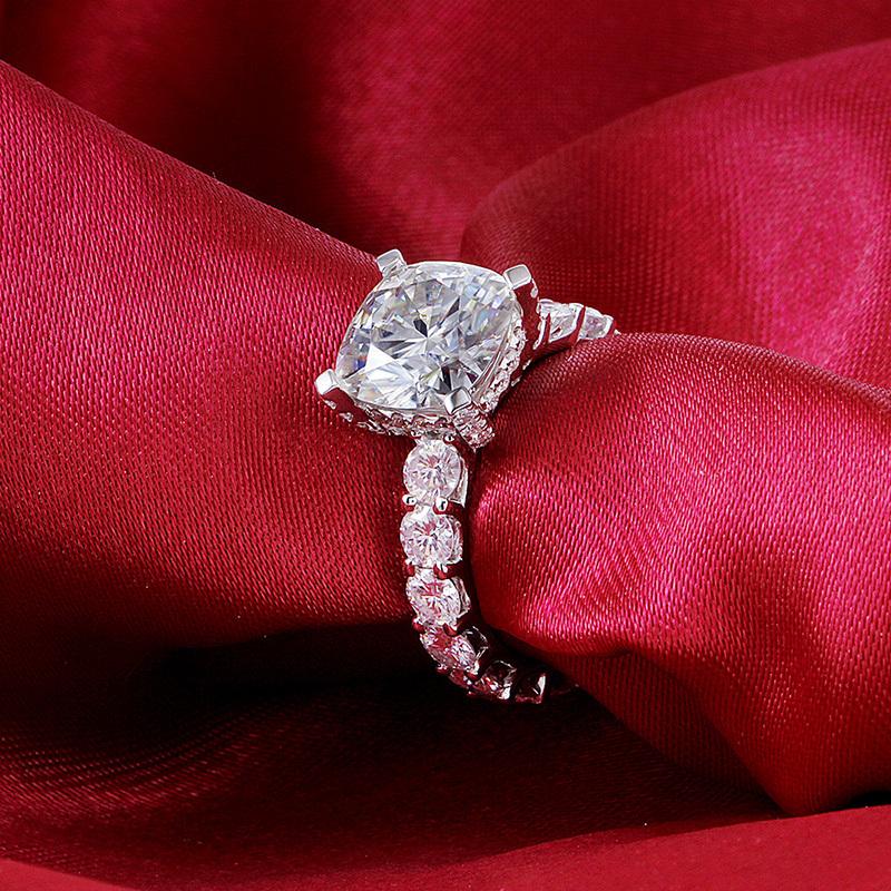 925 Sterling Silver Cushion Cut CZ Classic Ring for women