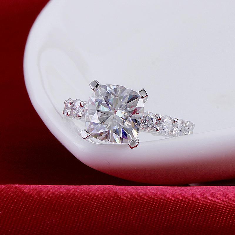 925 Sterling Silver Cushion Cut CZ Classic Ring for women