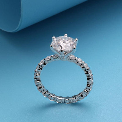 925 Sterling Silver Round Cut Pave CZ Ring