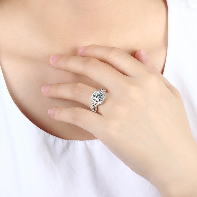 925 Sterling Silver  Cushion Cut CZ Twist Shank Ring for women