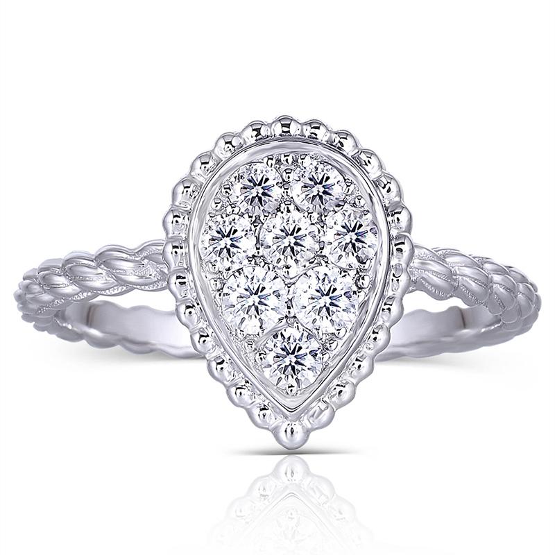 925 Sterling Silver Round Cut Cluster CZ Ring