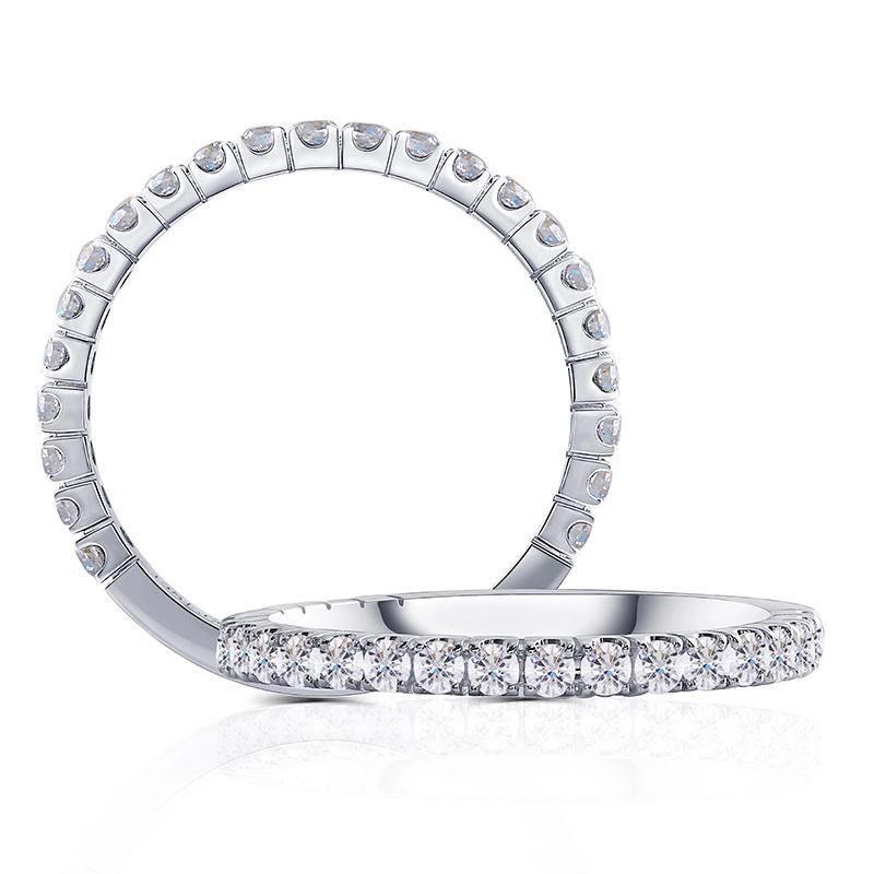 925 Sterling Silver Round Cut CZ Half Eternity Band