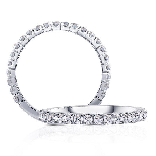 925 Sterling Silver Round Cut 0.46cttw CZ Half Eternity Band