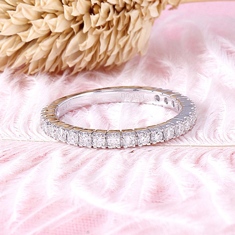 925 Sterling Silver Round Cut CZ Half Eternity Band