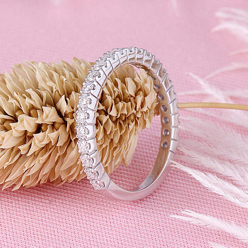 925 Sterling Silver Round Cut CZ Half Eternity Band