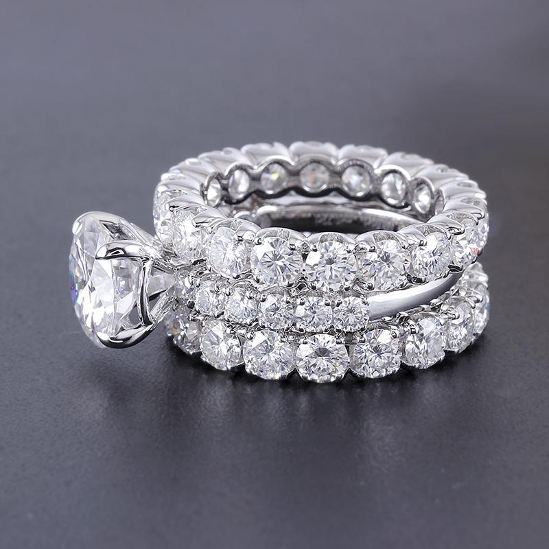 925 Silver Sterling  Round Cut CZ Diamond Couple Bridal Ring