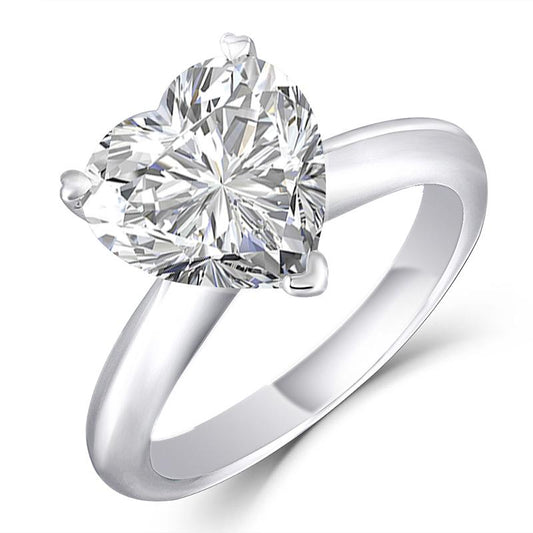 925 Sterling Silver Heart-Cut Solitaire CZ Diamond Engagement Ring