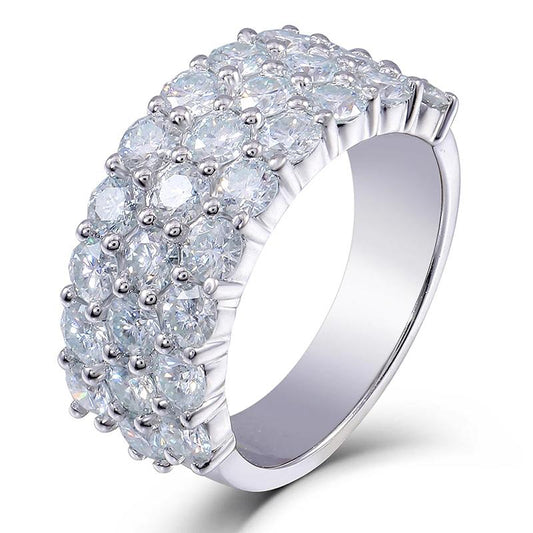 925 Silver Sterling Round Cut CZ Multi Stone Band