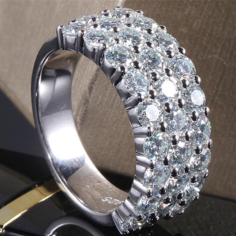 925 Silver Sterling Round Cut CZ Multi Stone Band