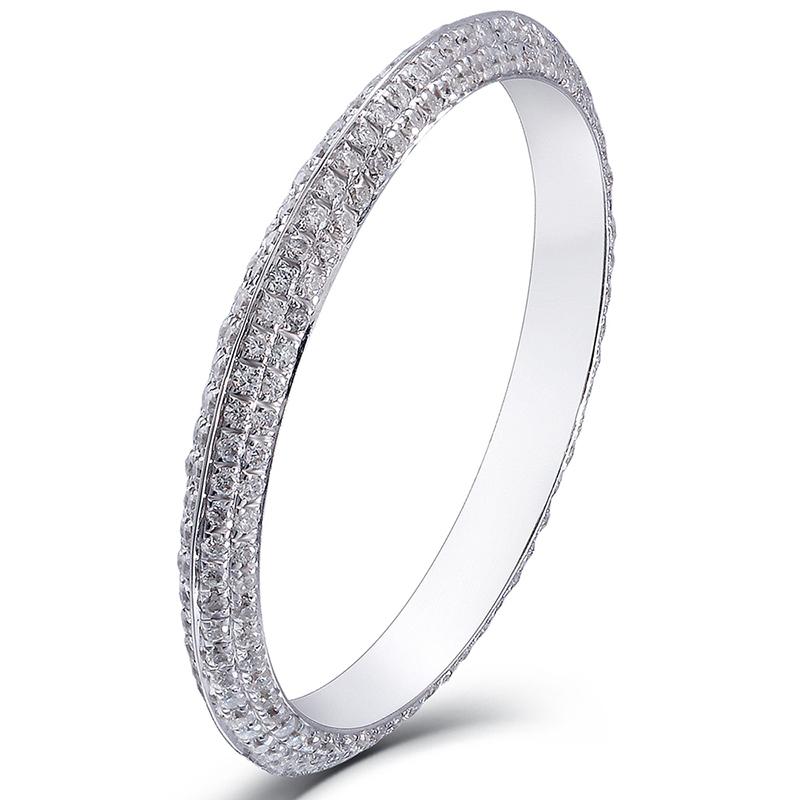 925 Sterling Silver Round Cut CZ Eternity Wedding Band