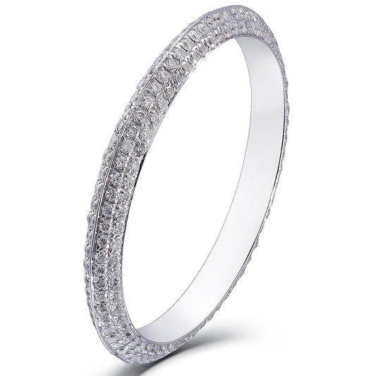 925 Sterling Silver Round Cut 0.8mm CZ Eternity Band