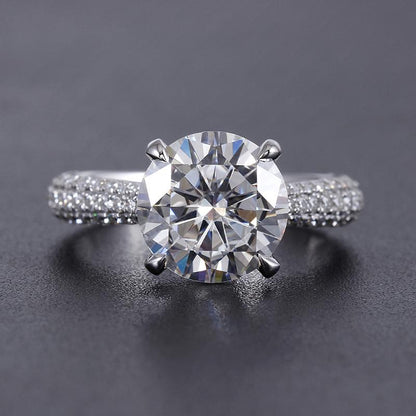 925 Sterling Silver Round Cut Pave CZ Ring