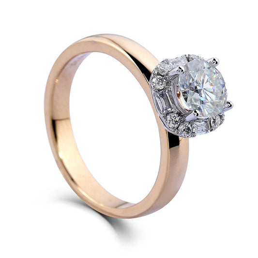 925 Sterling Silver Round Cut CZ Diamond Halo Ring for women