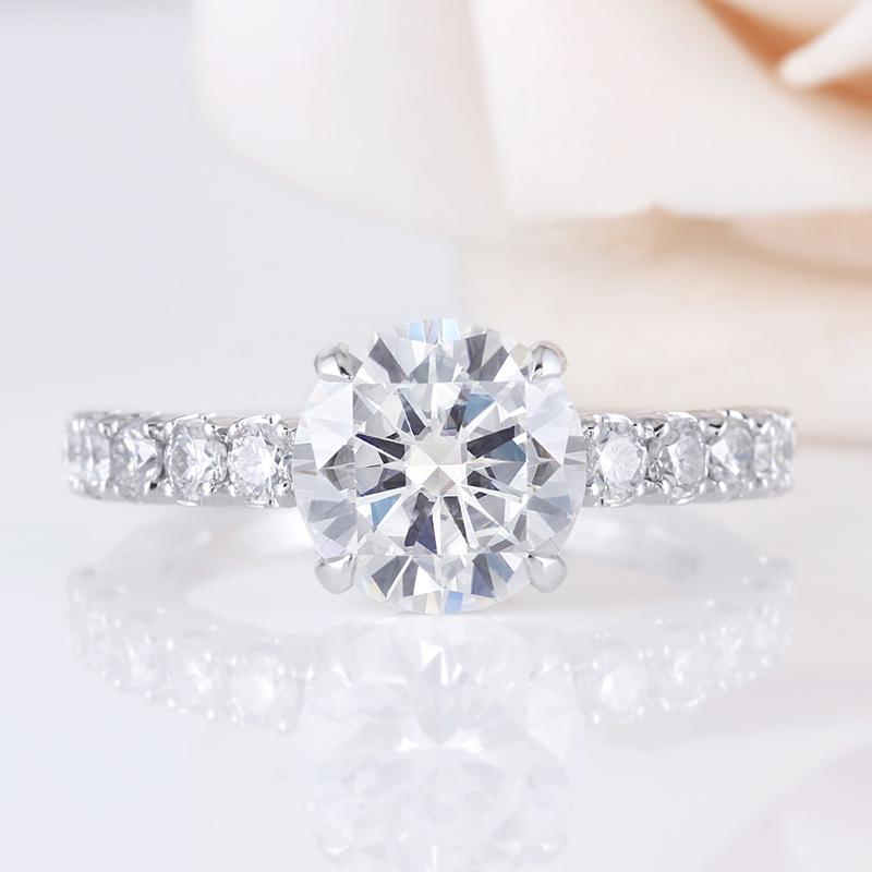 925 Sterling Silver Round Cut Semi Pave CZ Ring