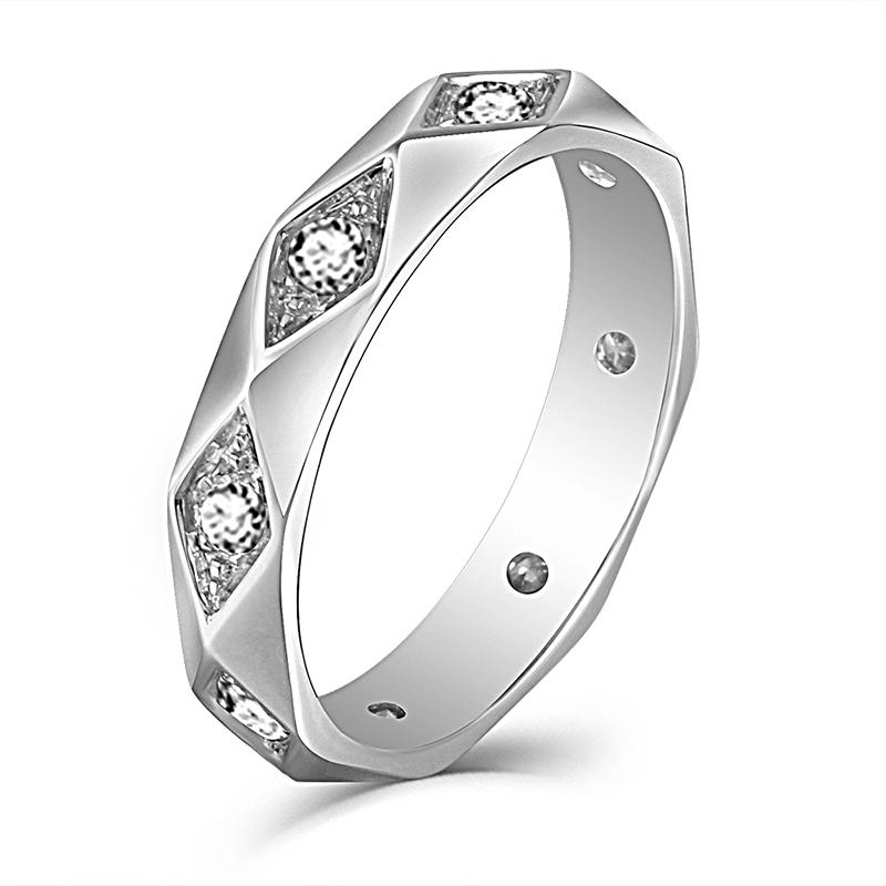 925 Sterling Silver Round Cut Vintage CZ Wedding Band