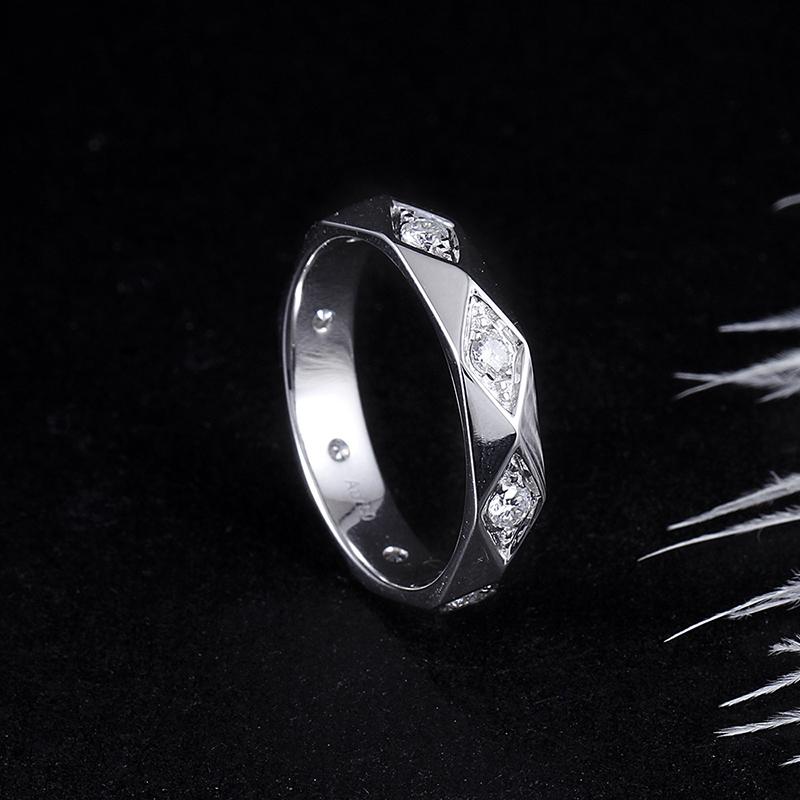 925 Sterling Silver Round Cut Vintage CZ Wedding Band