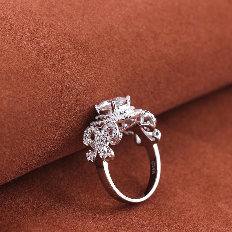 925 Sterling Silver CZ Unique Ring for women