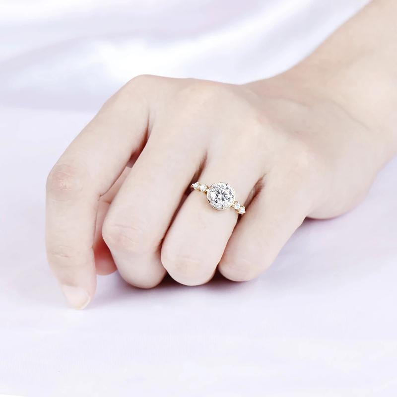 925 Sterling Silver Round Cut CZ Halo Ring for women