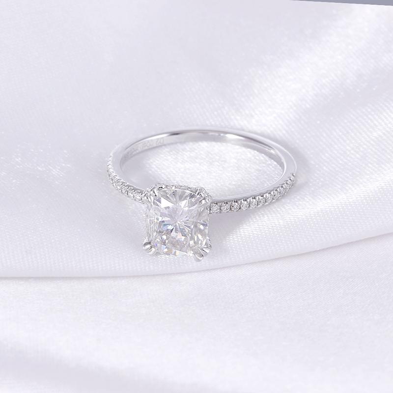 925 Sterling Silver Double Prong Cushion Cut CZ Diamond Classic Ring