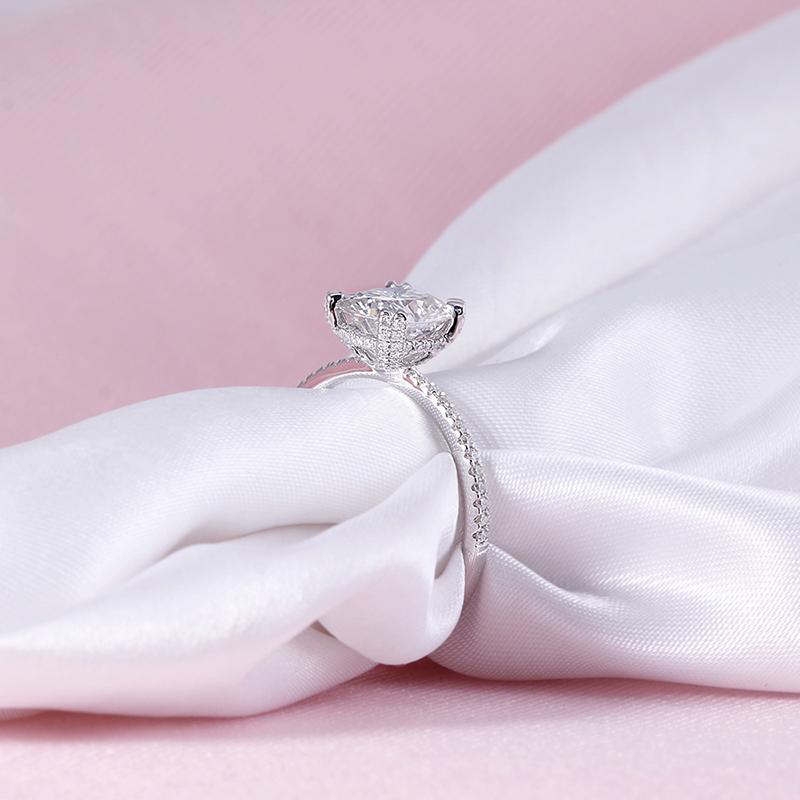 925 Sterling Silver Double Prong Cushion Cut CZ Diamond Classic Ring