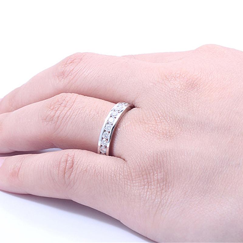 925 Silver Sterling Round Cut CZ Half Eternity Band