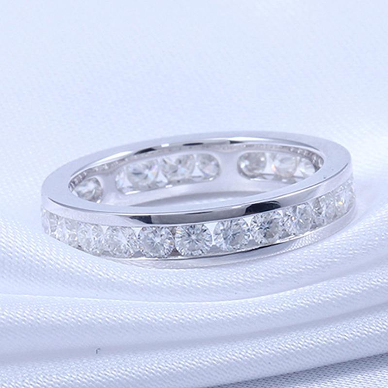 925 Silver Sterling Round Cut CZ Half Eternity Band