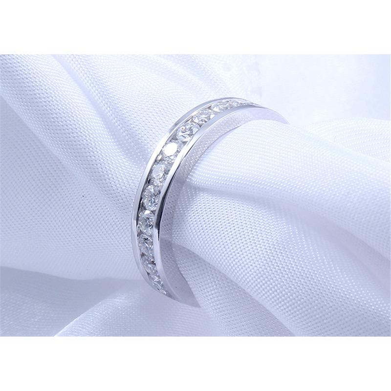 925 Silver Sterling Round Cut CZ Half Eternity Band