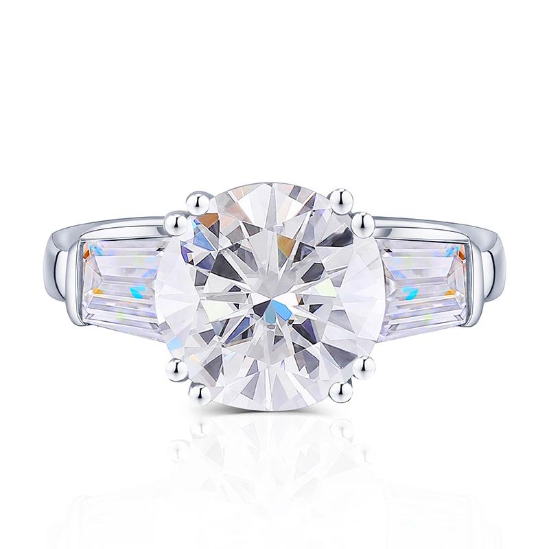 925 Sterling Silver Round Cut CZ Three Stone Ring