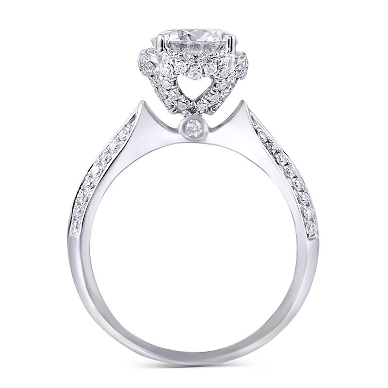 925 Sterling Silver Round Cut Hidden Halo & Pave CZ Ring