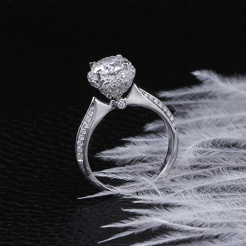 925 Sterling Silver Round Cut Hidden Halo & Pave CZ Ring