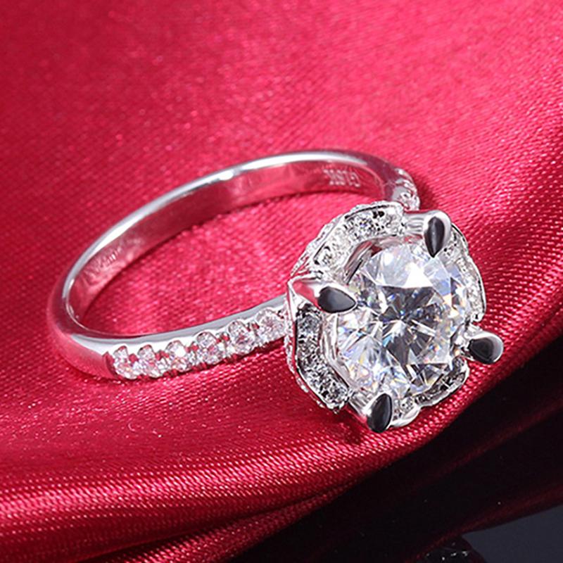 925 Sterling Silver Round Cut CZ Bridal Ring for women