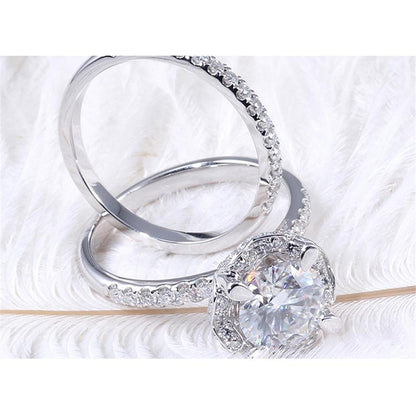 925 Sterling Silver Round Cut CZ Bridal Ring for women