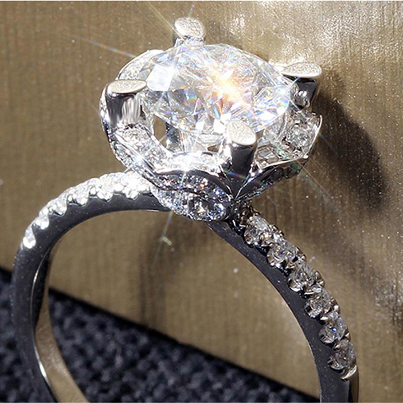 925 Sterling Silver Round Cut CZ Bridal Ring for women