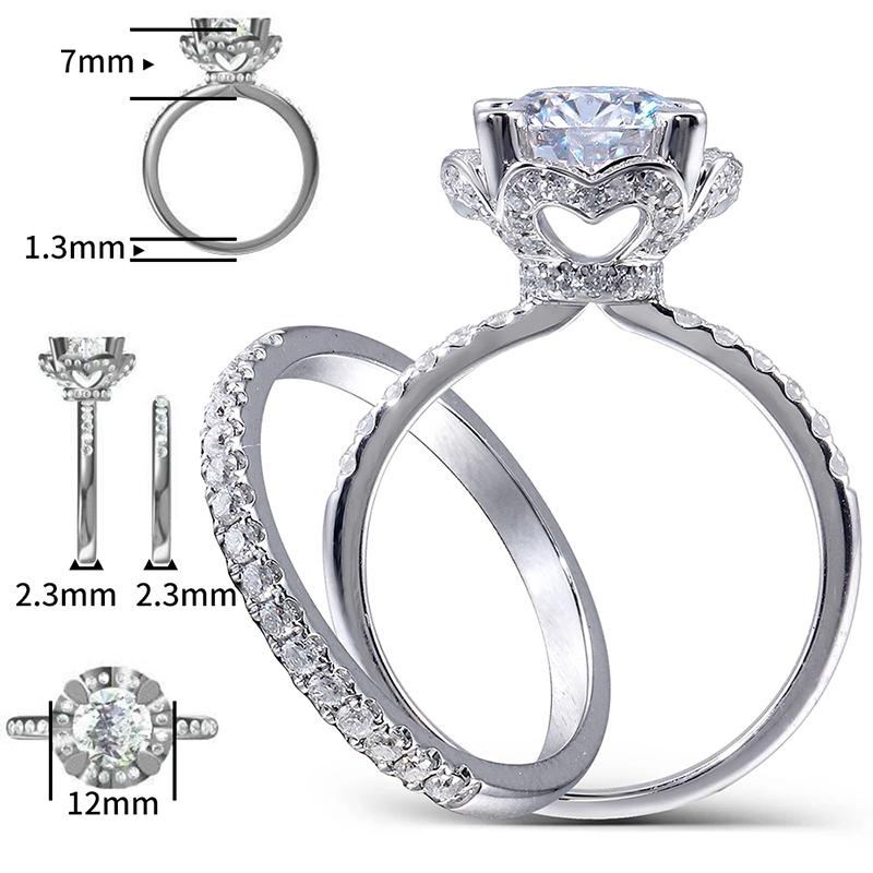 925 Sterling Silver Round Cut CZ Bridal Ring for women