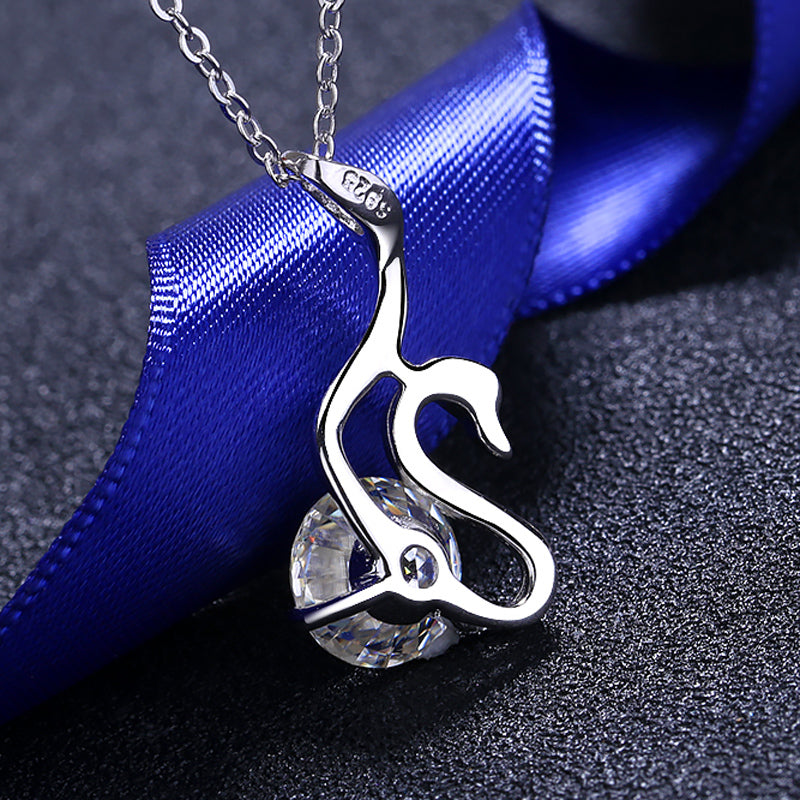 925 Sterling Silver Pendant Necklace with Round Cut CZ Necklace